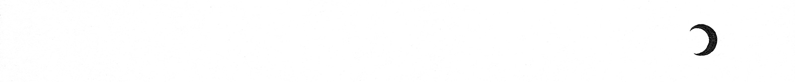 Black and white ink illustration of a black half moon sitting to the right.