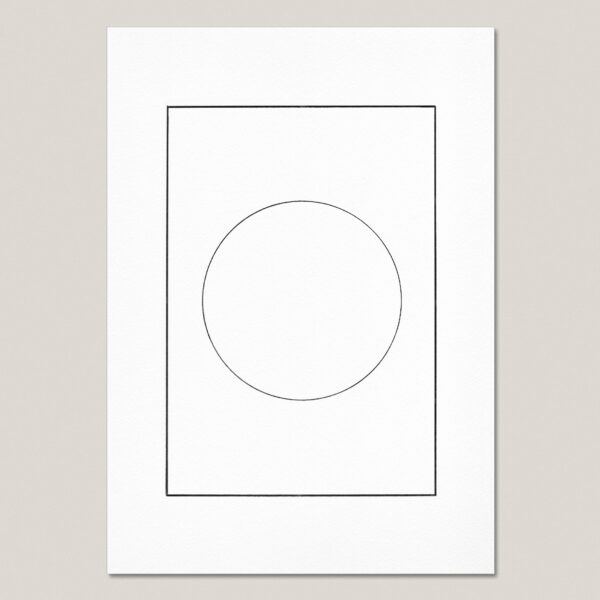The Law of One fine art print featuring a hand-drawn black ink circle within a rectangular border on museum-quality paper.