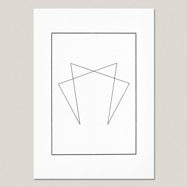 The Law of Seven fine art print featuring a hand-drawn black ink Heptad symbol representing the pattern of movement, interruption and renewal on museum-quality paper.