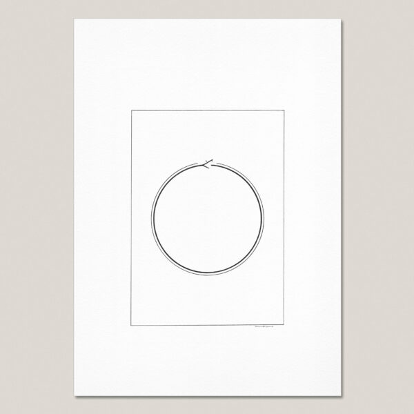 Ouroboros fine art print featuring a minimalist hand-drawn serpent forming a circle by biting its own tail.
